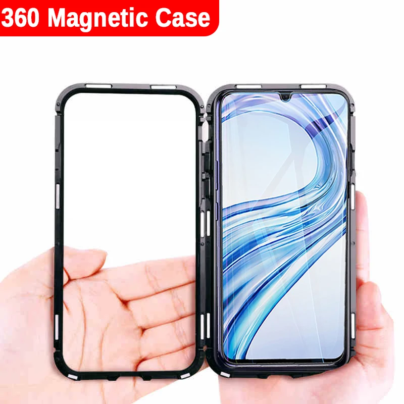 

360 Magnetic Case For Samsung Galaxy A50 Tempered Glass Back Cover Flip Hard Metal Bumper On Sansung SUM SM A 50 SM-A505F Shell