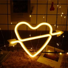 1Pcs Battery Powered LED Neon Lamp Cupid Loving Heart Night Light for Wedding Christmas Valentine's Day Birthday Decoration