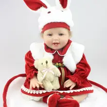 Новые силиконовые Reborn-Baby-doll для Рождество подарок прекрасный кролик красное платье Boneca куклы Reborn для девочек детские игрушки