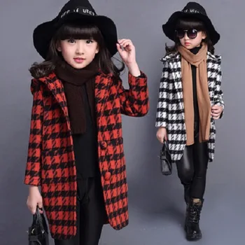 

Girls' Wool Coat Woolen Coat 2017 New Autumn and Winter Long Child's Korean Girls Fashion Jacket
