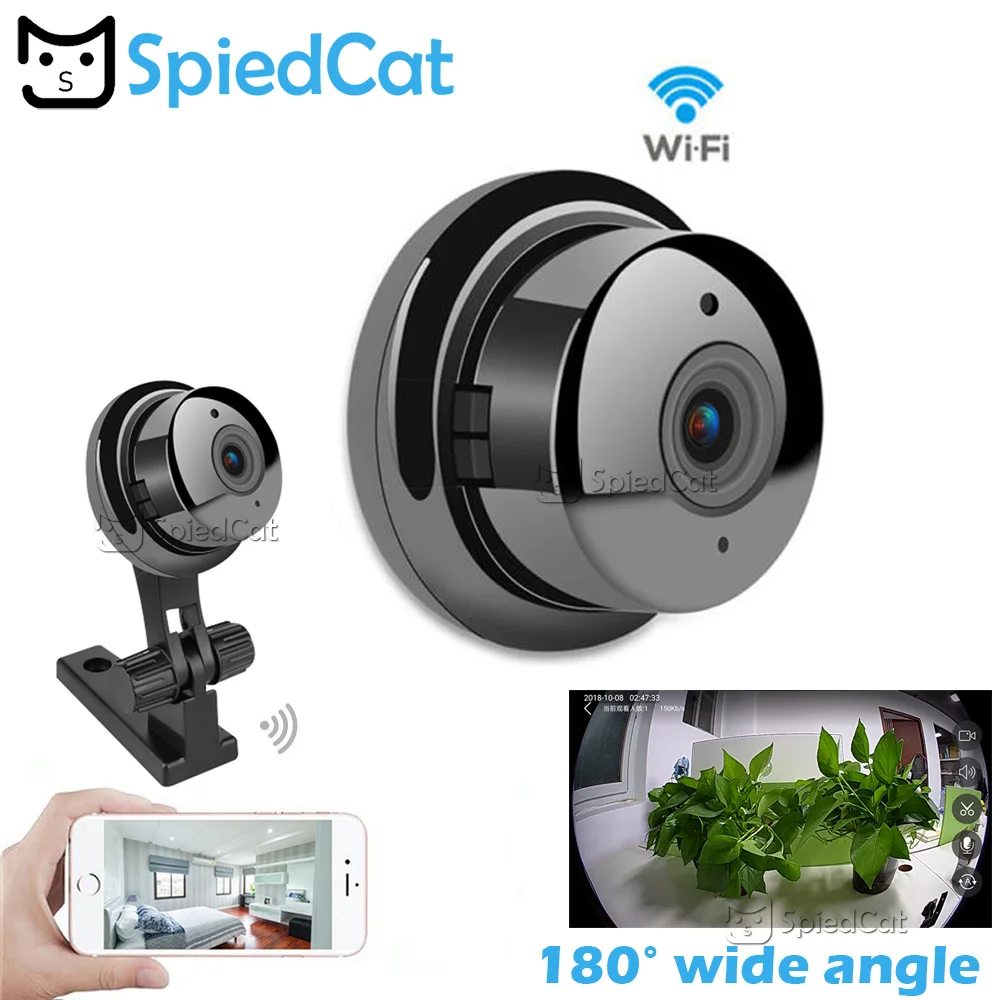 

180 Degree Wide Angle 720p VR Mini Camera Wireless WIFI Infrared Night Vision IP Two-way Audio Video Chat Motion-detection Alarm