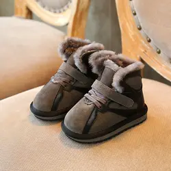 Детская зимняя обувь зимние ботинки из натуральной кожи для мальчиков хлопковая обувь модные теплые ботинки