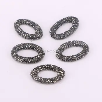 

ZYZ-C7959 Oval Circle rhinestone stone beads, pave beads, charm beads, pave crystal zircon connectors Oval Circle rhine