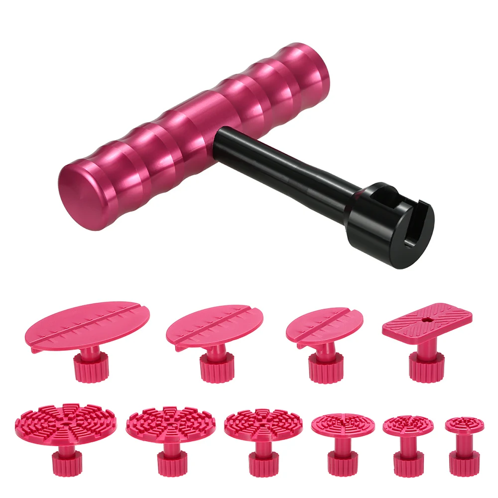 Paintless Dent Repair Tools Small Red T Bar Hand Tool with 10Pcs Red