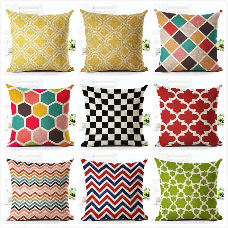 

Cushion Cover 45x45cm Cotton Linen Cushions Home Decor Nordic Style Modern Simple Striped Geometric Plait Pillowcase