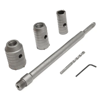 

SHGO HOT-3Pcs 30/40/50Mm Sds Plus Shank Hole Saw Cutter Concrete Cement Stone Wall Drill Bit With Wrench