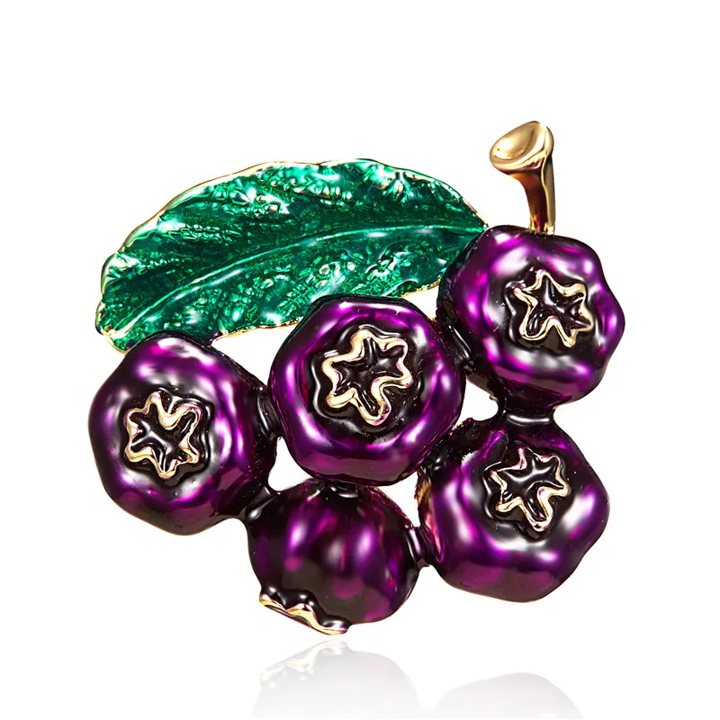 

Purple Enamel Blueberry Brooches Women Men's Alloy Plant Brooch Pins Girls' Hat Bag Broches Badge Gifts