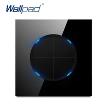 Черный настенный светильник из закаленного стекла, 4 комплекта, 2 варианта, переключатель, случайное нажатие, Кнопка возврата, синий светодиодный индикатор