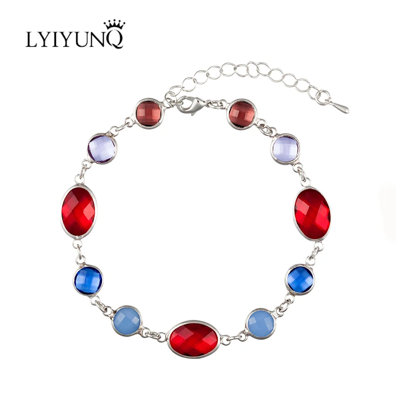 

LYIYUNQ Bohemia Vintage Style Shiny Zircon Charm Bracelets For Women Trendy Germetric Round Crystal Bracelet Wedding Jewelry