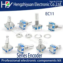 EC11 Half shaft Plum axis rotary encoder handle length 15mm 20mm Full axis code switch digital potentiometer with switch 5Pin 9011 six linked sealed potentiometer c50k shaft length 15mm
