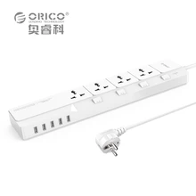 ORICO Smart USB Power Strip Home Office Surge Protector 4 AC Power Sockets with 5 USB Charger Ports 1.5M Cable EU Plug