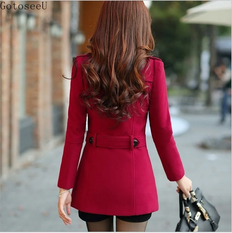 Nouvelle Coupe Femmes En Coréen Manteau Tranchée Gotoseeu Bourgogne Hiver vent Long Laine TcdApTw1q