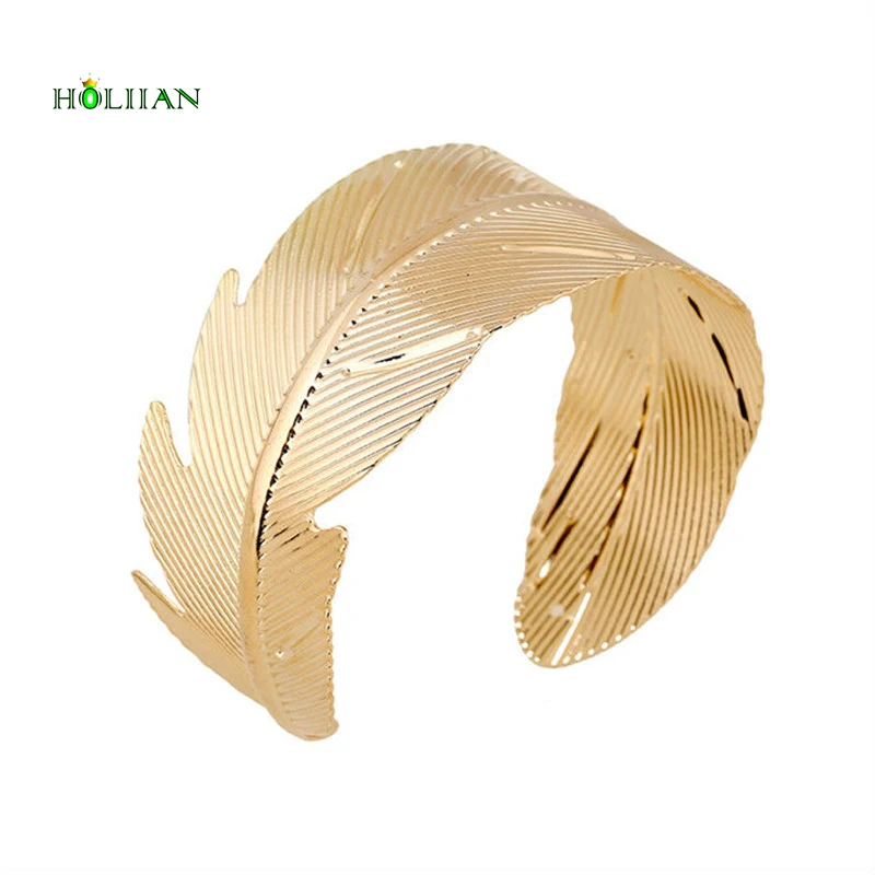 

New women Gold-color leaf arm cuff wide wrap luxury egyptian arm bracelet big modern armlet bangle jewelry western bijoux new