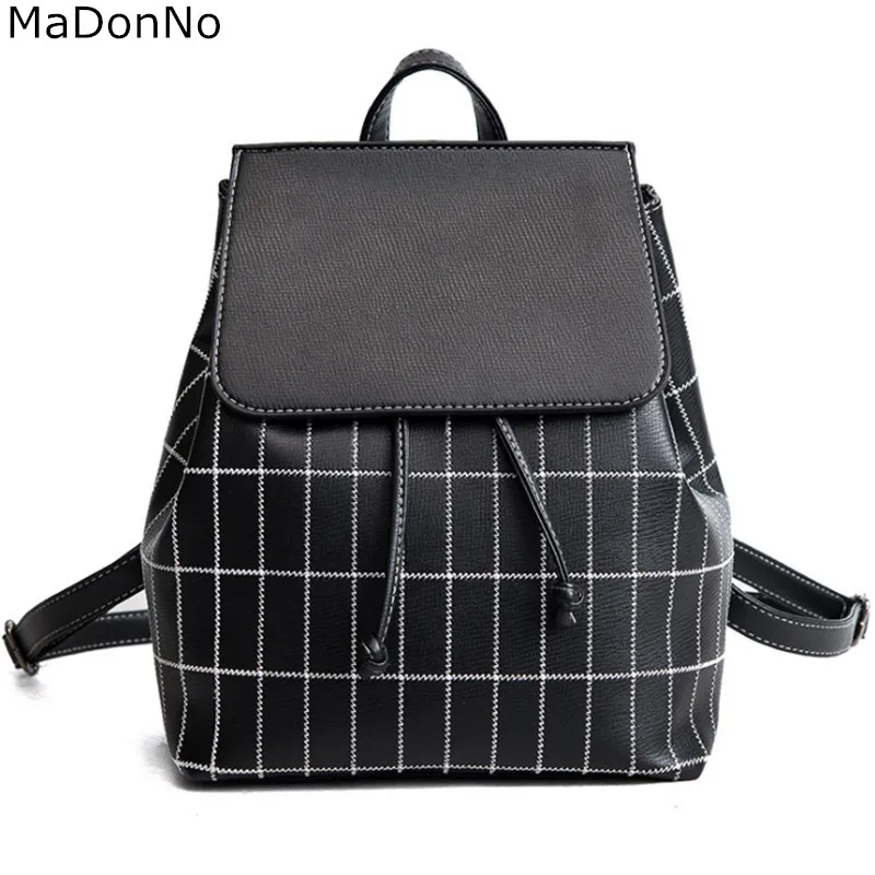 

MaDonNo Brand Women Pu Leather Backpack Women Softback Zipper Shoulder Strap School Backpack TBG010