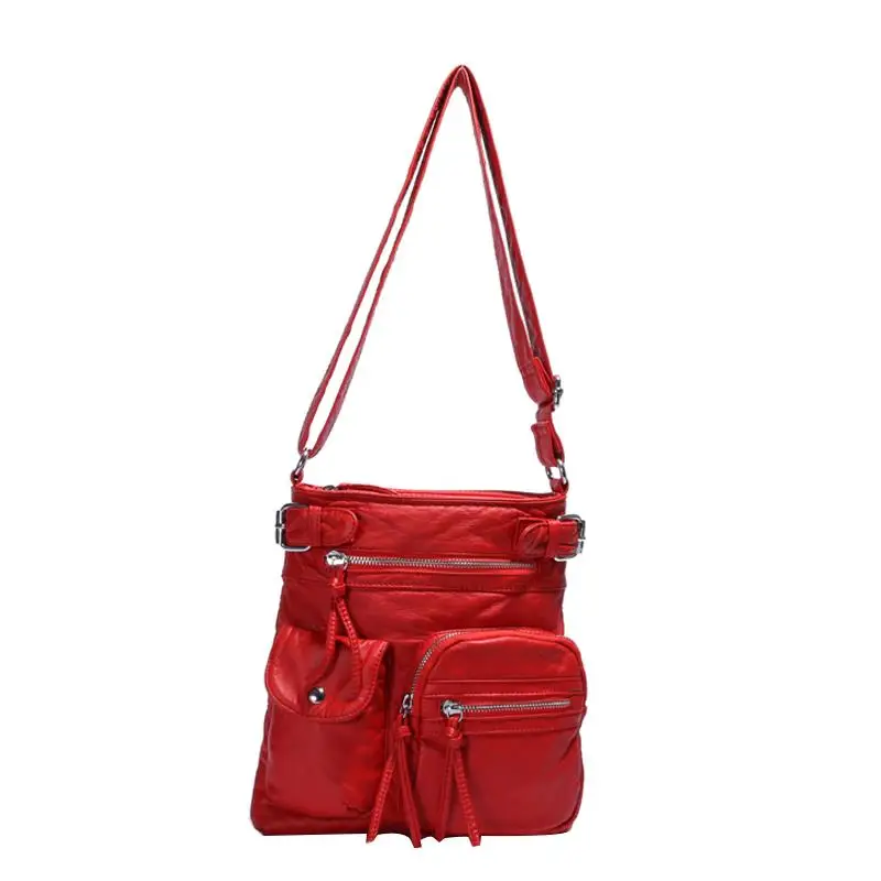 Многофункциональная женская сумка из искусственной кожи на одно плечо, сумка для телефона, сумка через плечо - Цвет: Red