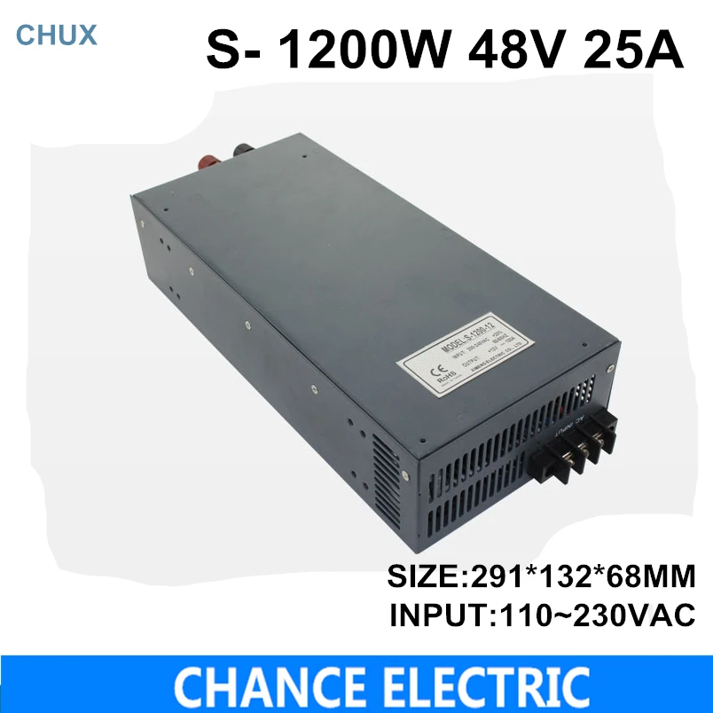 

switching power supply 48V 25A 1200W 110~230VAC single output input for cnc cctv led light(S-1200W-48V)