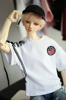 

New Doll shirt white short sleeves T-shirt with picture printing for 1/3 BJD DD SD Uncle doll clothes accessories