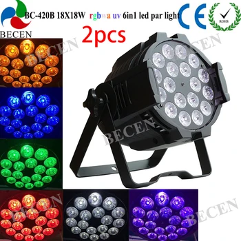 

2pcs 18x18w 6in1 rgbwa uv led par light dmx 512 dj wash lighting stage light