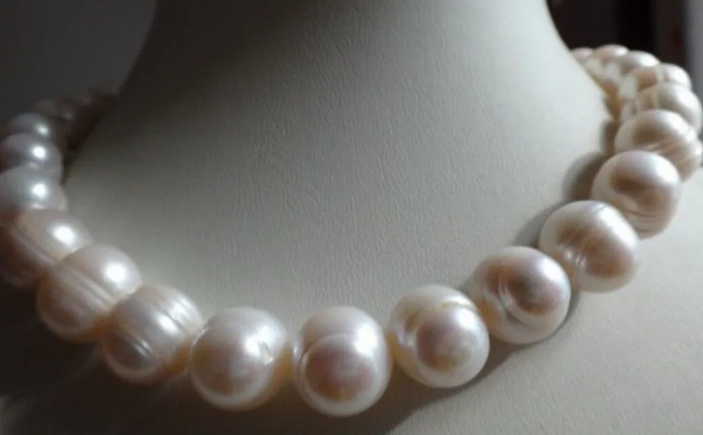 

FREE SHIPPING HOT sell new Style >>>>>HUGE 12-13MM SOUTH SEA GENUINE WHITE BAROQUE PEARL NECKLACE 18