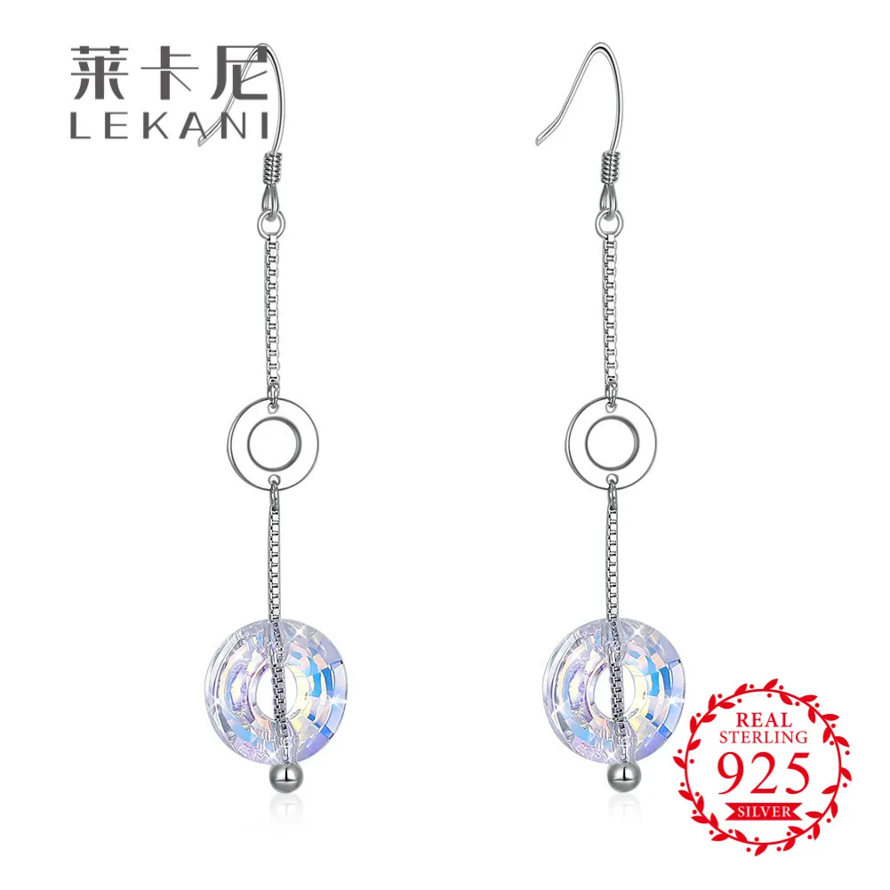 LEKANI кристаллами от Swarovski длинные серьги кристалл круглые подвески чистого