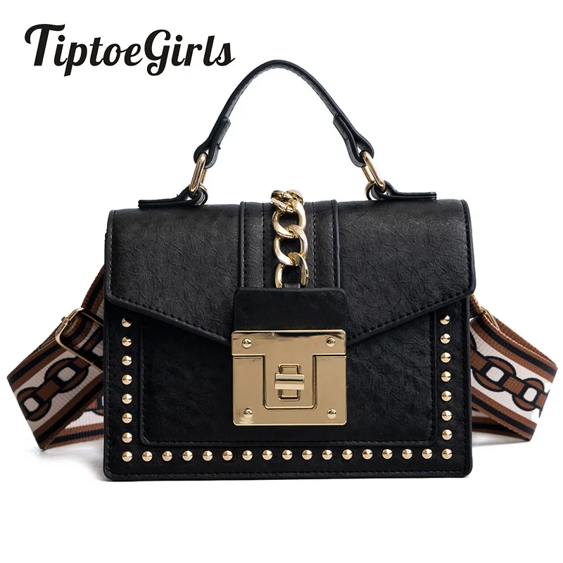 

New Rivets Small Package Personalized Fashion Wide Shoulder Strap Handbag Casual Wild Shoulder Messenger Bag