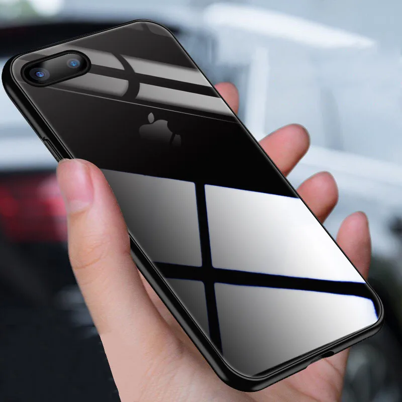 

9H Anti-Scratch Tempered Glass Case For iPhone XS Max XR X 8 7 6 6S Plus Back Cover Soft Silicone TPU Frame + Glass Phone Cases