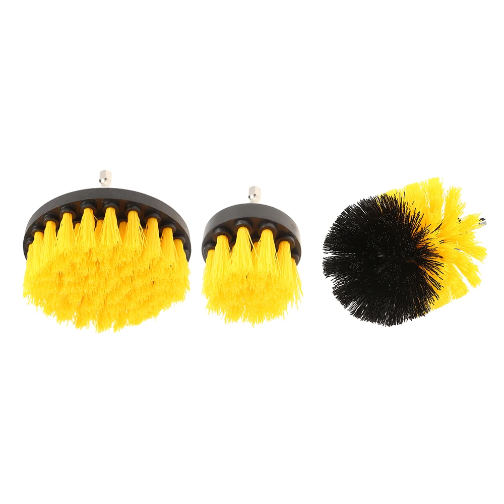 3PCS Electric Drill Cleaning Nylon Brush Electric Drill Brushes For Cleaning And Dust Removal Yellow