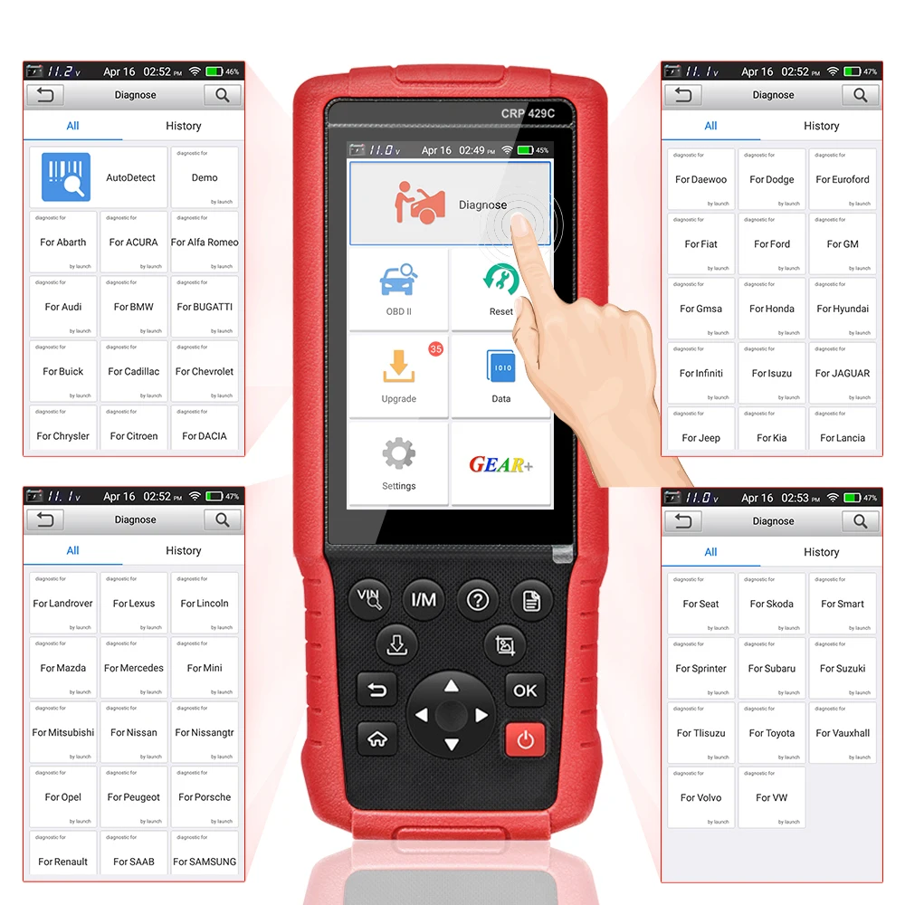 Launch X431 CRP429C OBD2 автомобильный диагностический инструмент для двигателя/ABS/SRS/AT + 11