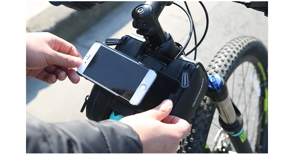 Top ROSWHEEL TANK  2.4L Bike Bicycle front tube Double Pouch Bags With two 4.7-6.0 inch iPhone7 6 6s plus Samsun Huawei Cycling bag 14