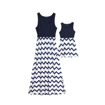 

PPXX Striped Girl Women Dress Sundress Mother Daughter dresses Wedding Party Family Matching outfit Family Look