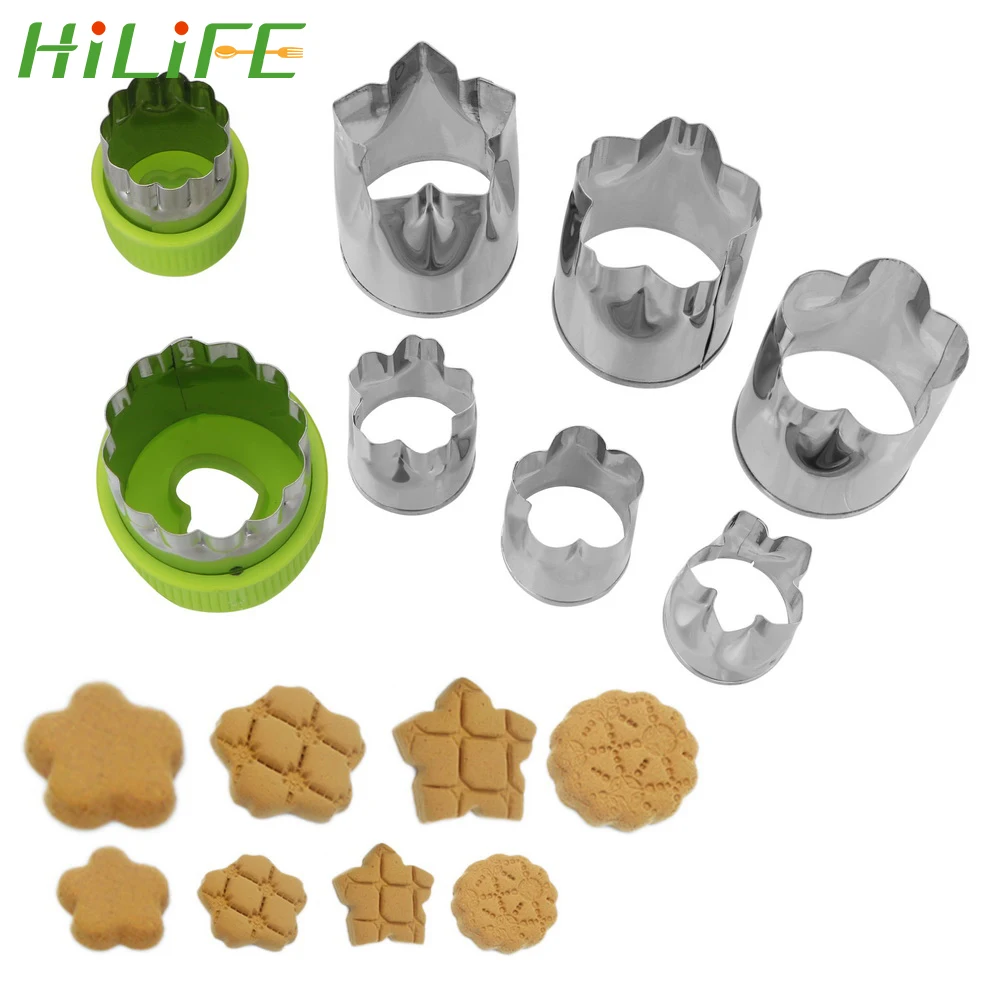 HILIFE Fruit Vegetable Cutter Kitchen Tools Cookie Fondant Pastry Stainless Steel 8pcs/Set Flower Shape Mold Mould Accessories | Дом и сад