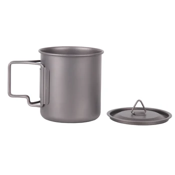 

Ultralight Folding Titanium Mug Outdoor Camping Titanium Tableware Picnic Water Cup 400ml