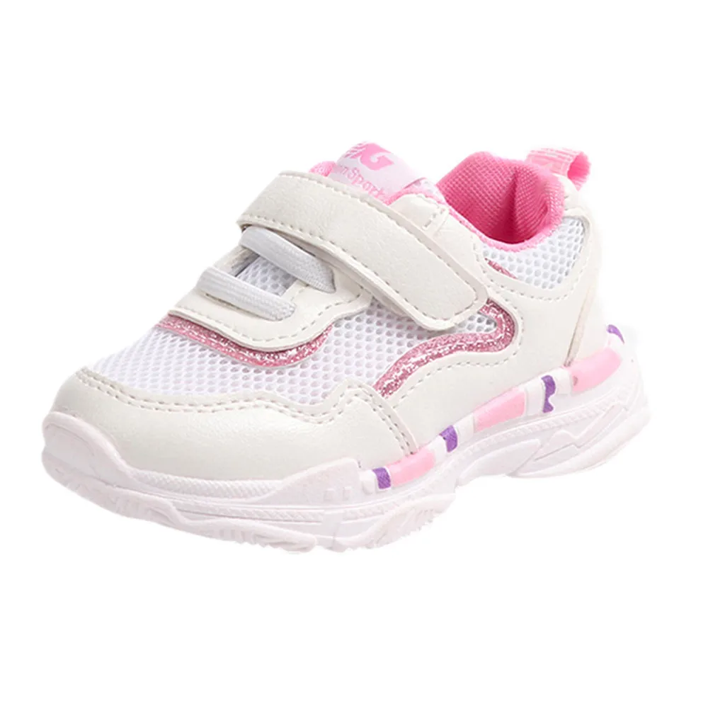 Детская обувь для девочек и мальчиков; Повседневная модная спортивная обувь; однотонная мягкая спортивная обувь для бега; сетчатые дышащие Нескользящие кроссовки для малышей