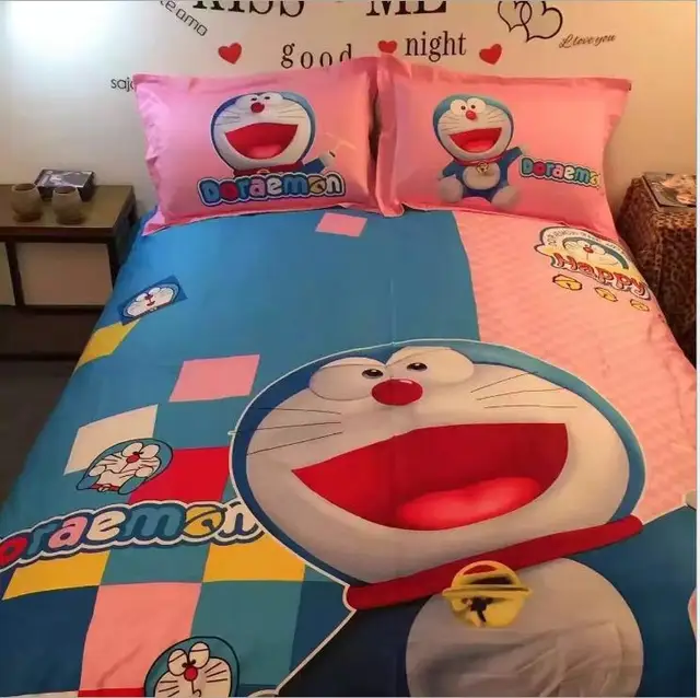 Doraemon Bedding Set 4 pcs 100 Cotton Kids Duvet Cover Double Bed