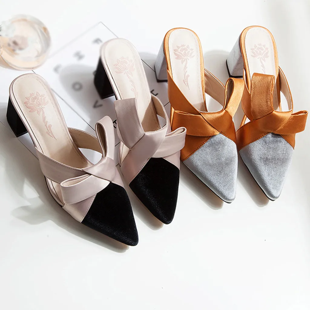 JAYCOSIN сандалии; коллекция года; дышащая удобная женская модная обувь на плоской подошве с острым носком; обувь без застежки с бантом в стиле ретро; сандалии-тапочки; MAR29
