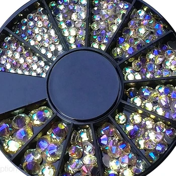 

1.5mm 2mm 3mm 4mm Round AB Shinny Stone Crystals Nail Rhinestones Nail Jewelry 3D Design Charm Nail Tips Gem Stones Accessory,,