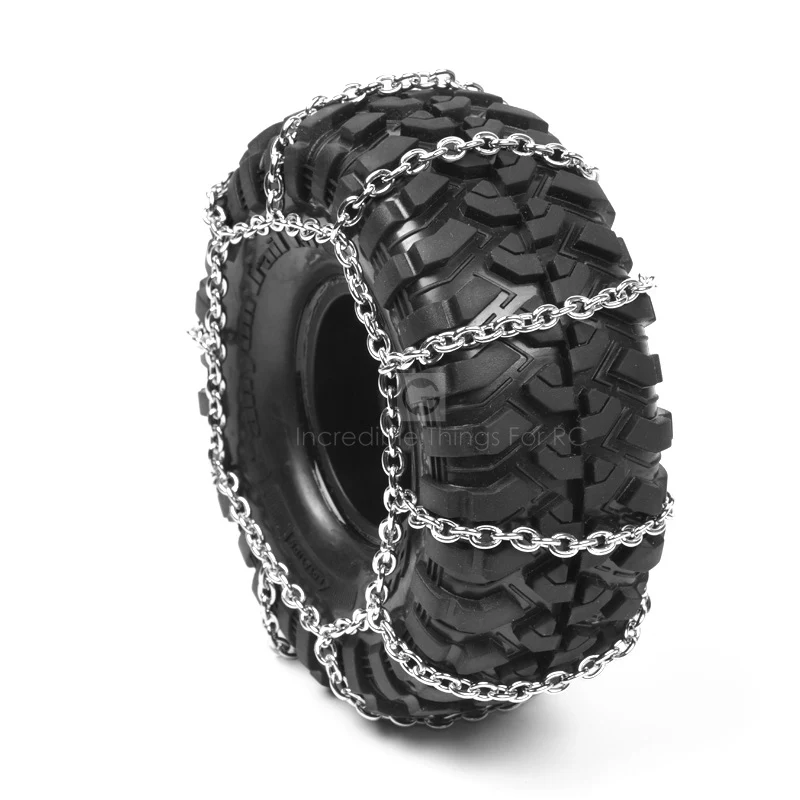 

2PCS 1.9inch 2.2inch Wheel Tires Snow Chain L90/120/128/136mm Metal Tire Anti-slip Chains for RC Rock Crawler Cars Decor Parts