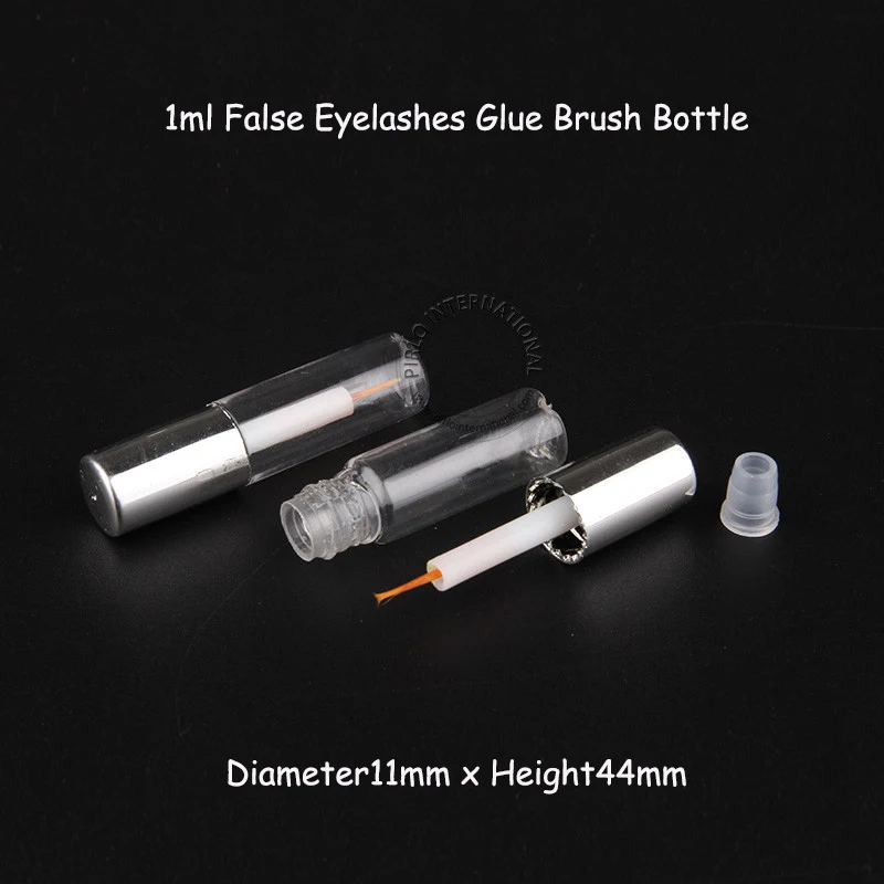 

50pcs/Lot Plastic 1.2ml False Eyelashes Glue Bottle with Mini Brush Cosmetic Container 1.2cc Refillable Nail Polish Packaging