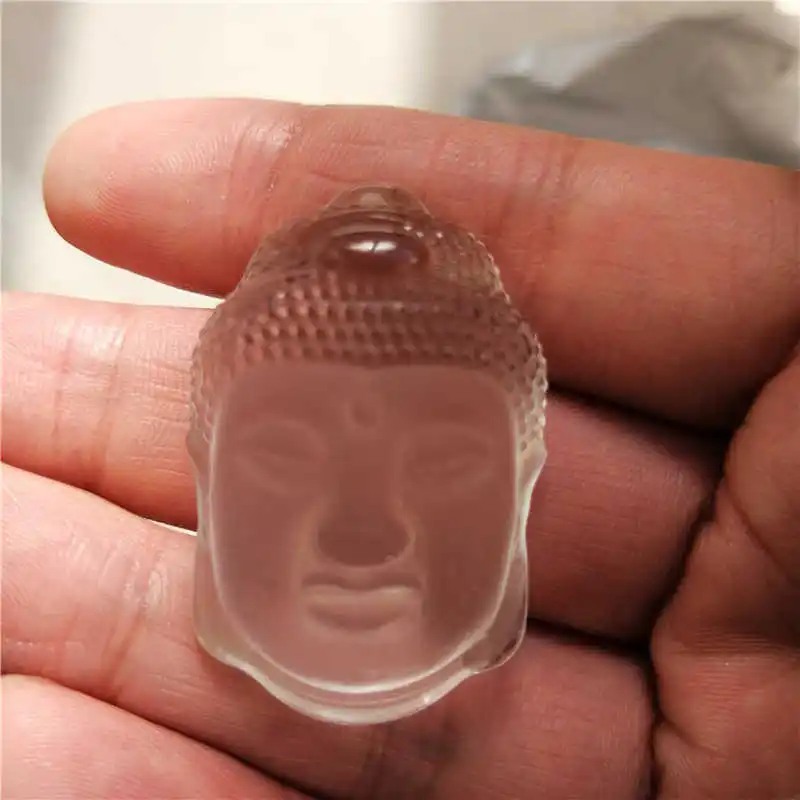Natural White Crystal STone Buddha Head Pendant men women fashion