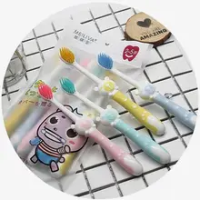 5 шт./компл. детская зубная щетка с мультяшным медведем, силиконовая ручка, ручная мягкая щетина для чистки зубов, инструменты случайных цветов для ухода за полостью рта