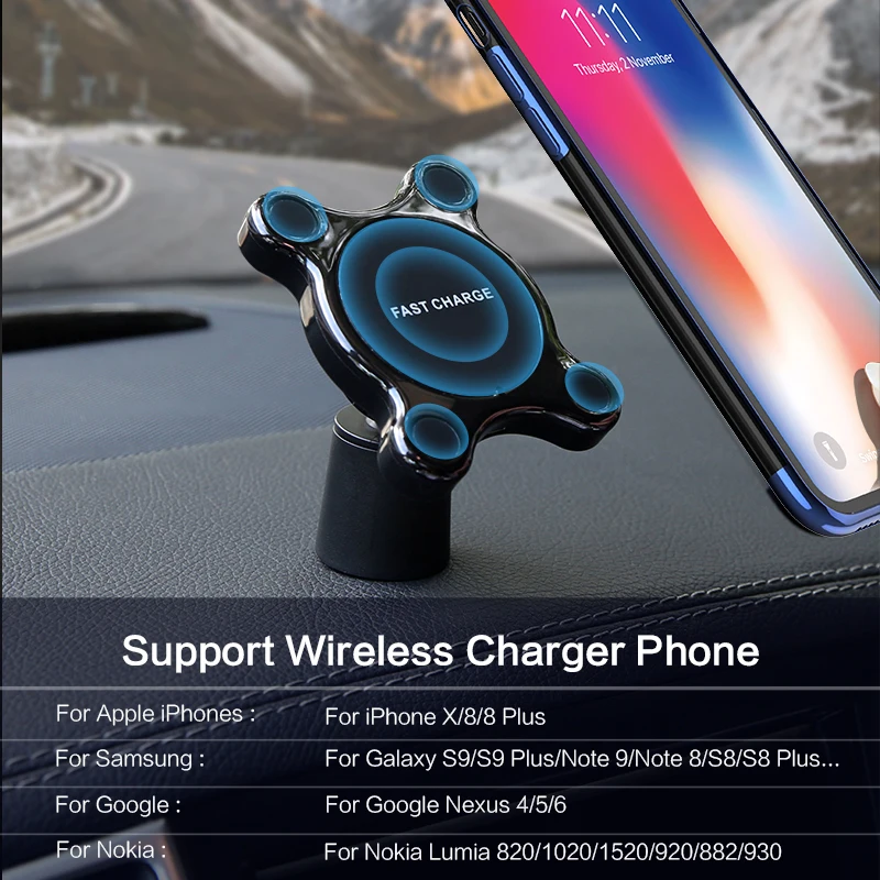 FLOVEME Wireless Charger For iPhone XS Plus X XR 10W Qi Wireless Car Charger Fast Wireless Charging For Samsung S10 S9 Note 9 8