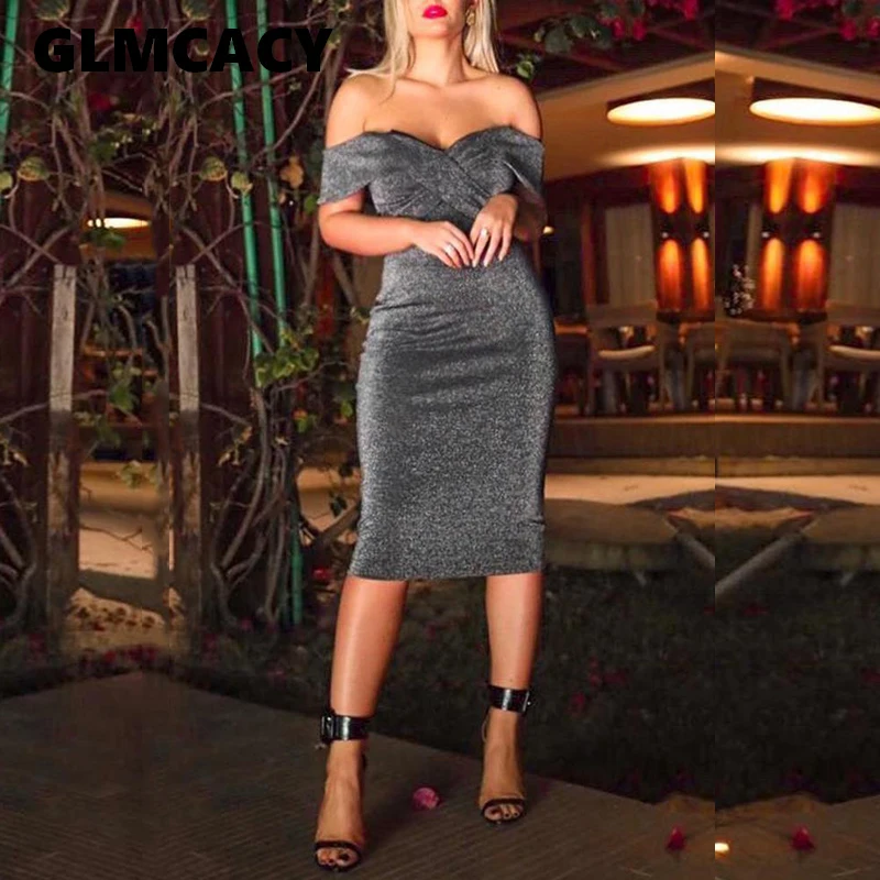 

Women Sexy Sparkly Off Shoulder Bodycon Dress Glitter Party Club Sleeveless Wedding Party Bodycon Dress Female Evening Gowns