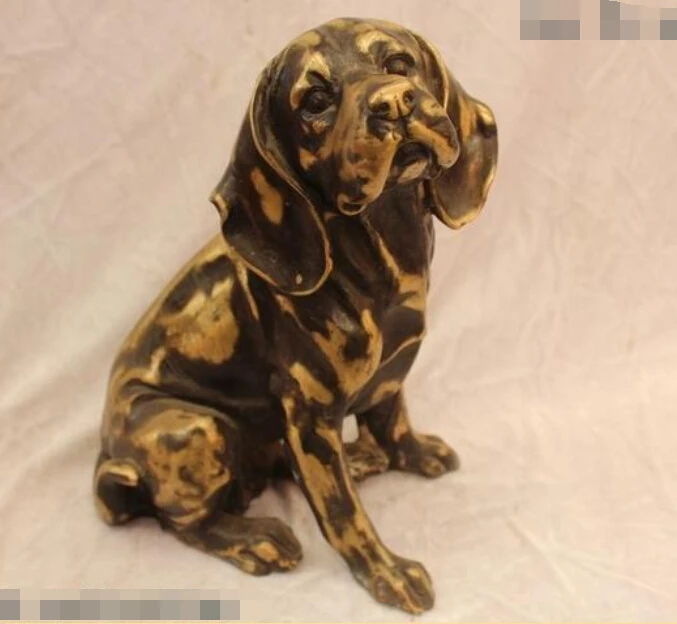 

R0722 Details about 12"China Folk Purple Bronze carving excellent Lifelike beautiful Dog Statue