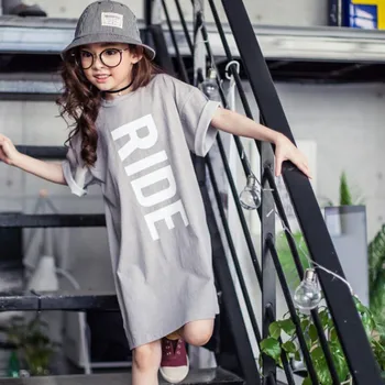 

ZSIIBO Japanese Harajuku Girls Letter Short Sleeve T Dress Summer Fashion Children Girl Costume Female Princess dress WGTQ102