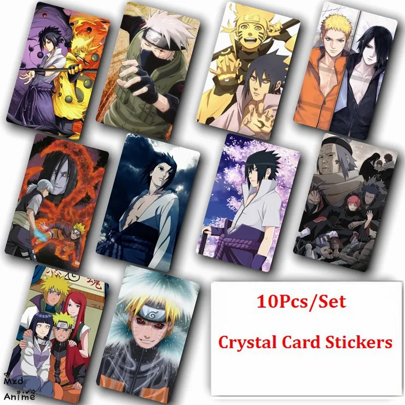

10Pcs/Set Naruto Anime Crystal Card Stickers Fashion Poster Cards
