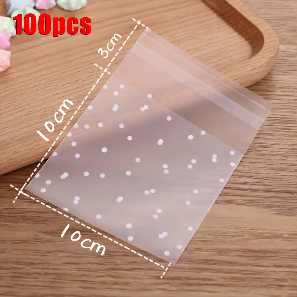 100 PCS/ Pack Cookies Biscuits Candies Baking Supplies Food Packing Bags Frosted Dots Self-Adhesive Cellophane Storage Packs