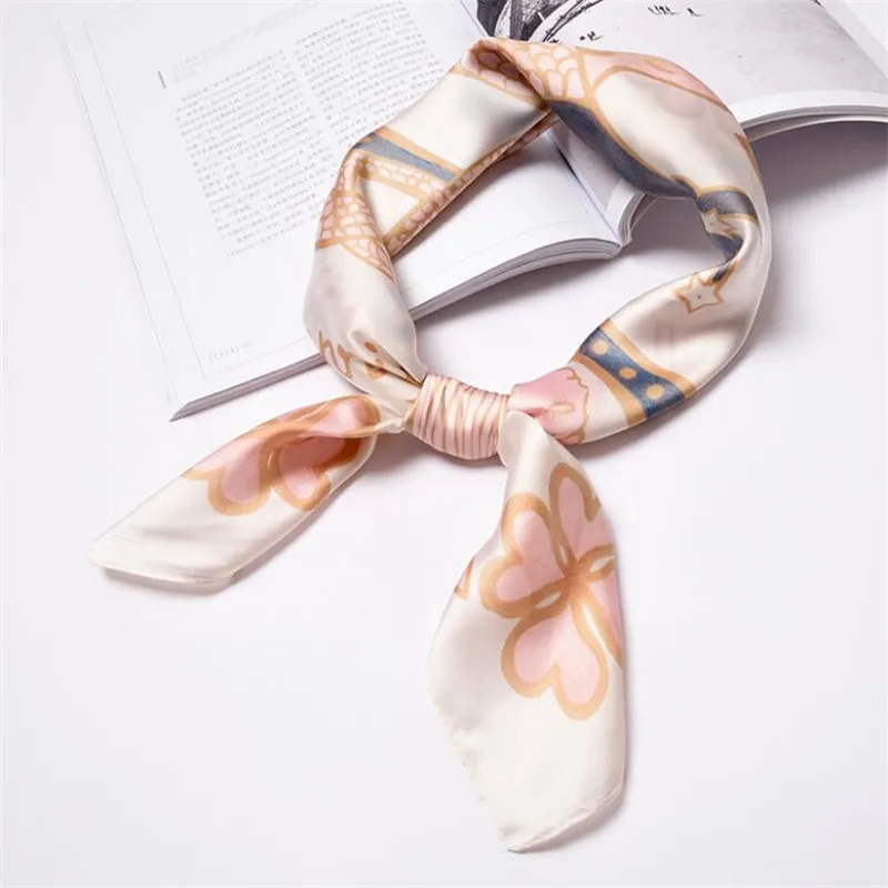 Twelve Constellation 2019 New Design 12 Colors Luxury Brand Square Silk Scarf Woman Hair Chiffon 70*70cm Spring Kerchief Narrow