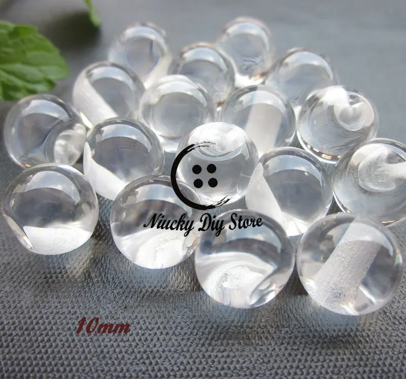 144pcs 10mm Transparent Pearlescent Ball Buttons Resin Crystal Buttons