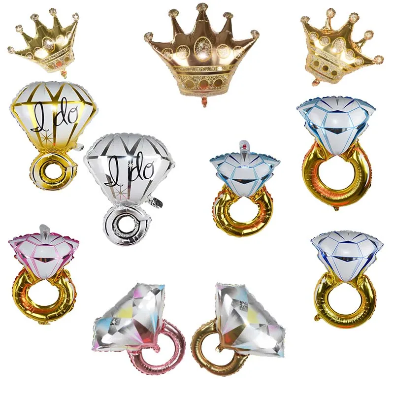 1pc Crown Diamond Ring Foil Balloons Inflatable air Balloon Wedding Birthday Party anniversary Decor Balloon Kids Toy Balloons