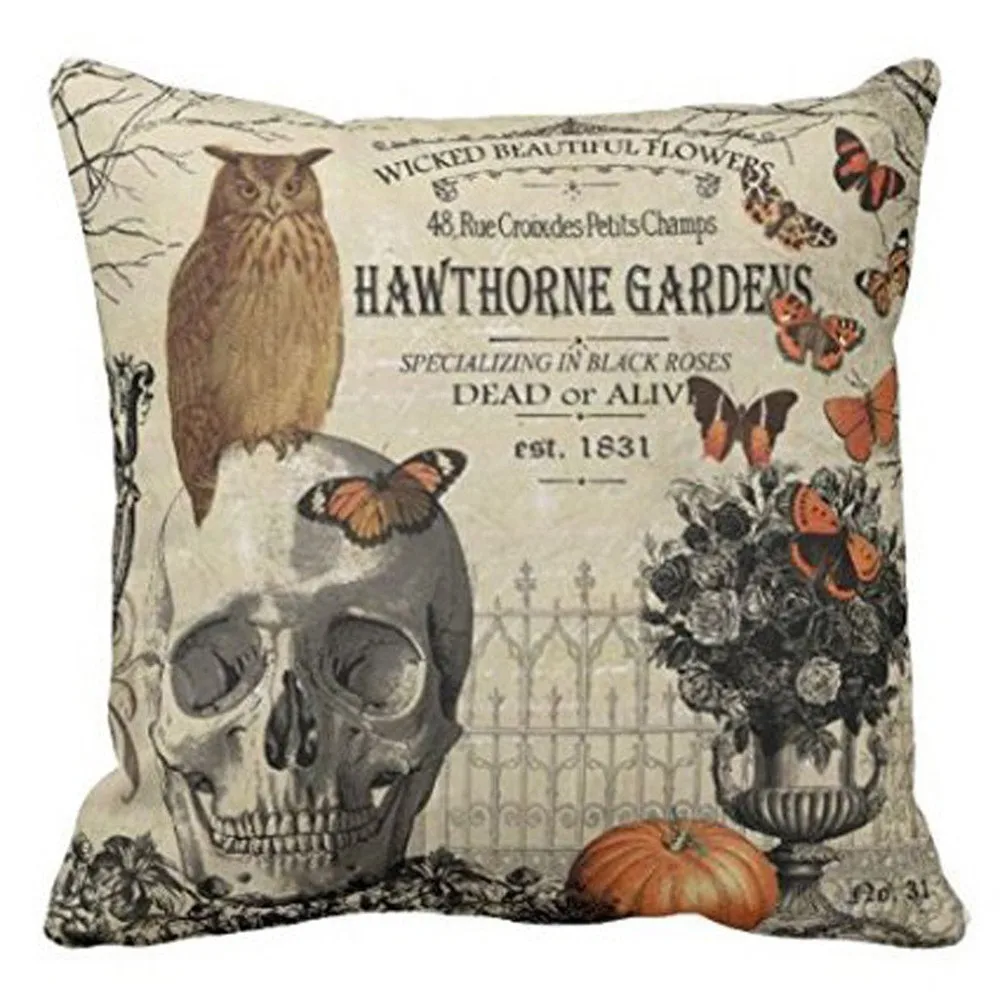 

Pillow Case Cover Square 45cm*45cm Linen Pillow Cases Bedding Happy Halloween Linen Sofa Cushion Cover Home Decor L530